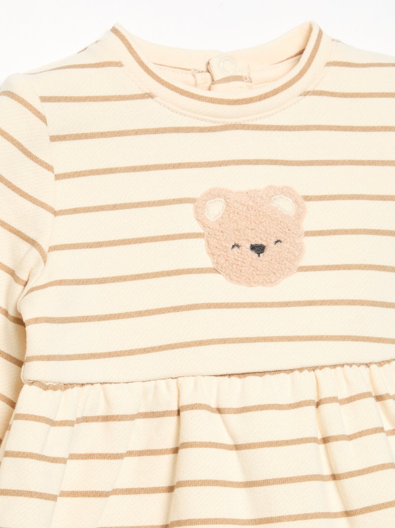 Robe imprimée à manches longues Beige - Kiabi