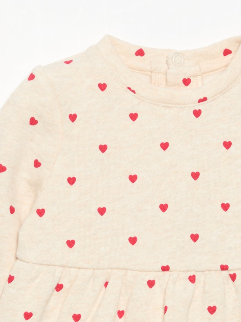 Robe imprimée à manches longues Beige - Kiabi
