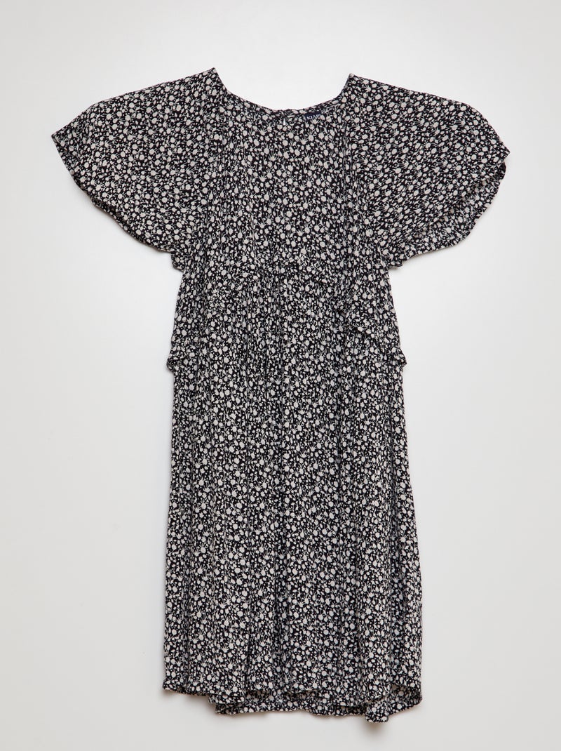 Robe imprimée à volant Noir - Kiabi