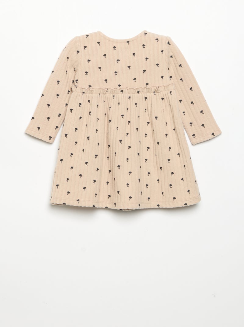 Robe imprimée en maille douce Beige - Kiabi