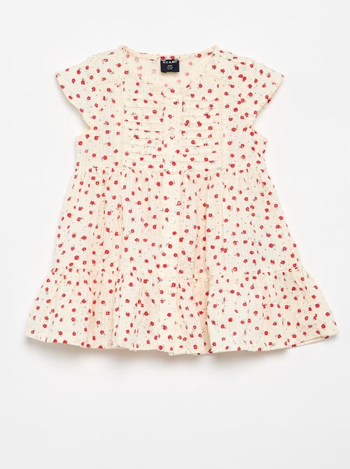 Robe imprimée en tissu plumetis - Kiabi