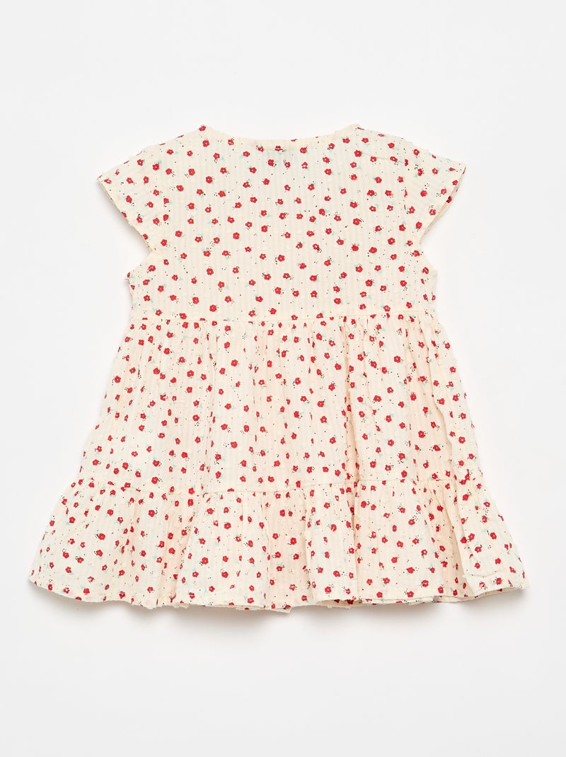 Robe imprimée en tissu plumetis Rouge - Kiabi