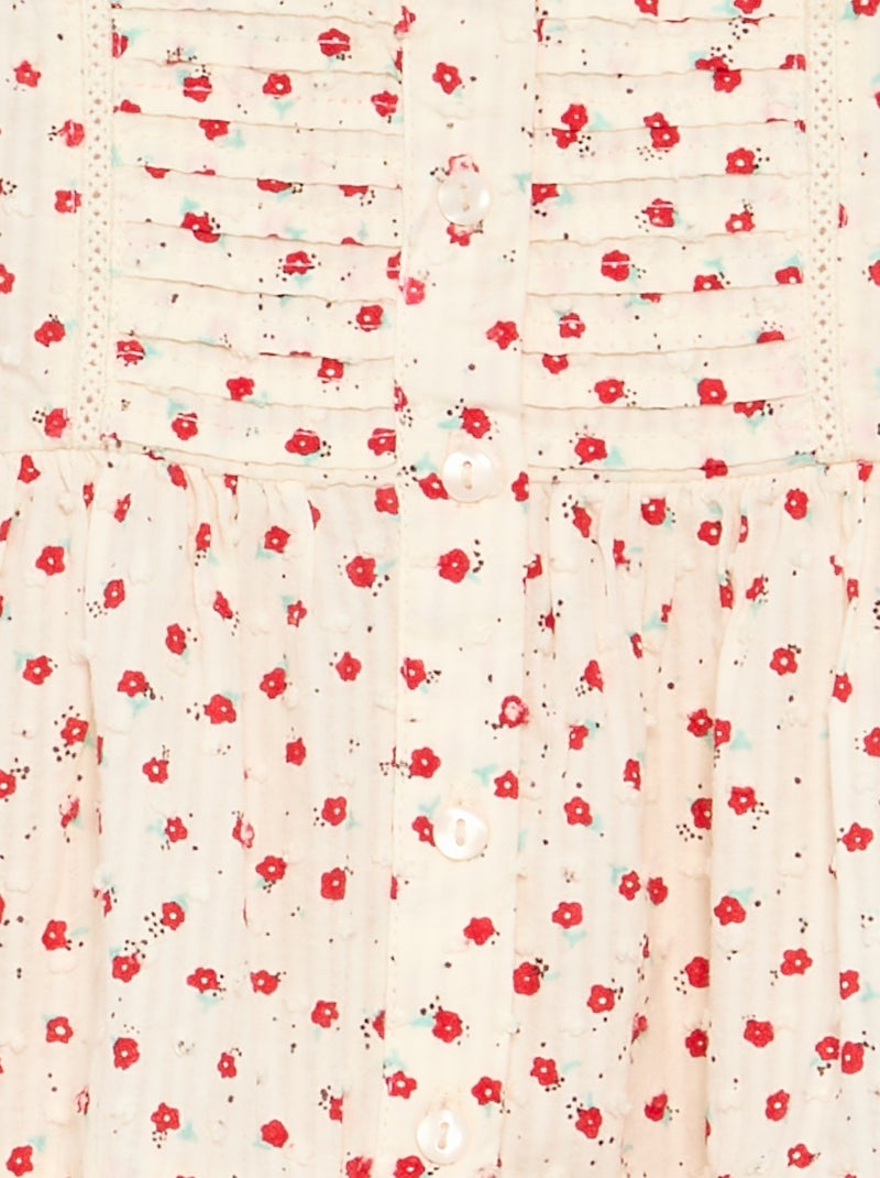 Robe imprimée en tissu plumetis Rouge - Kiabi