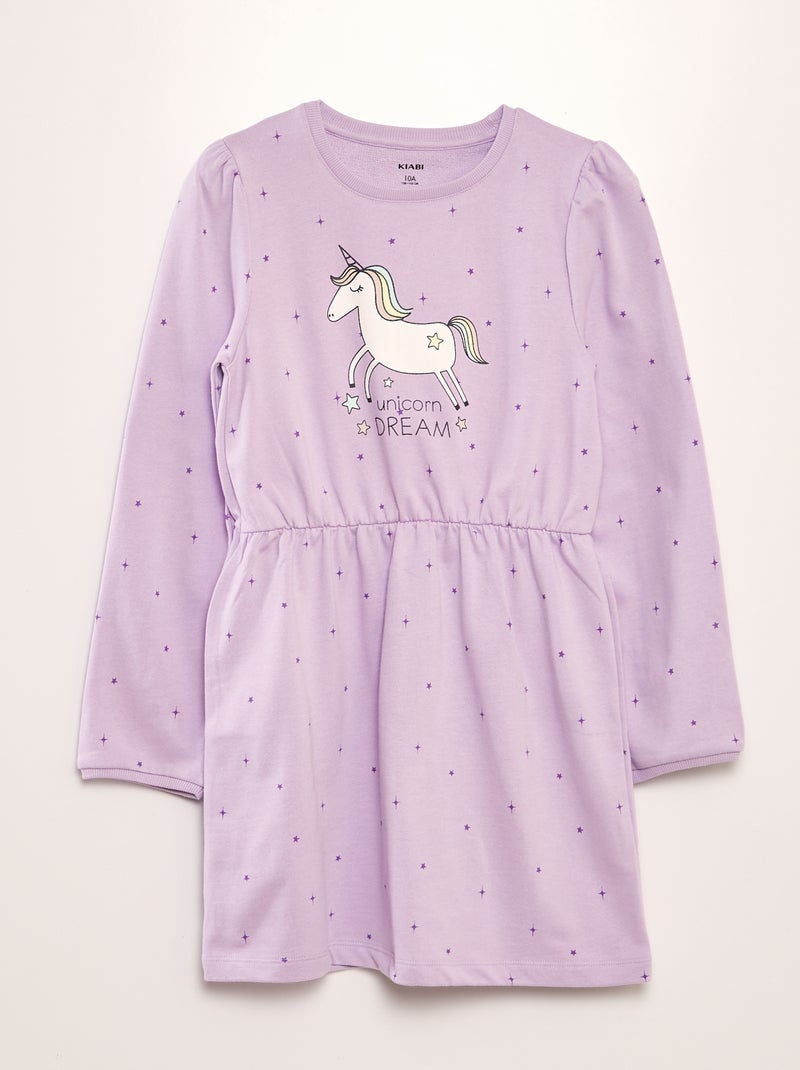 Robe imprimée french terry Mauve - Kiabi