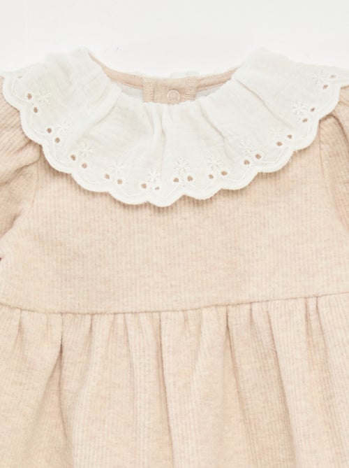 Robe interlock avec grand col gaze de coton - Kiabi