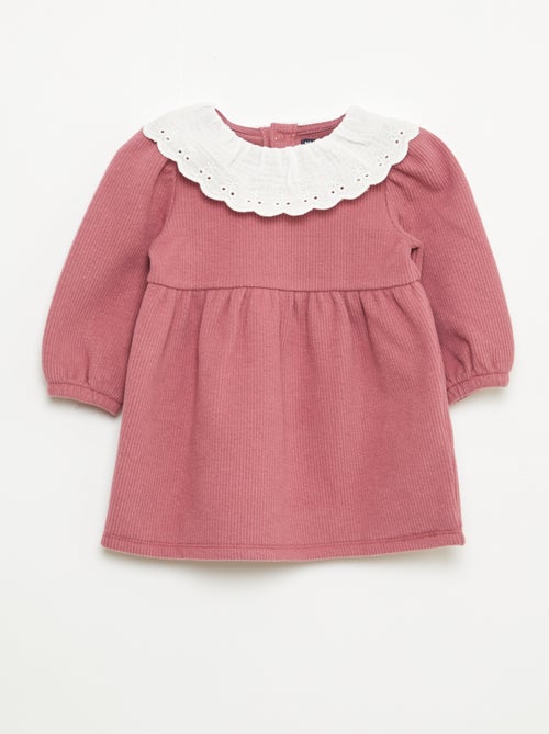 Robe interlock avec grand col gaze de coton - Kiabi