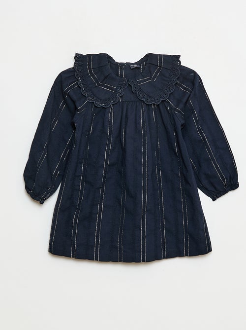 Robe légère avec fils brillants all over + col avec broderies - Kiabi