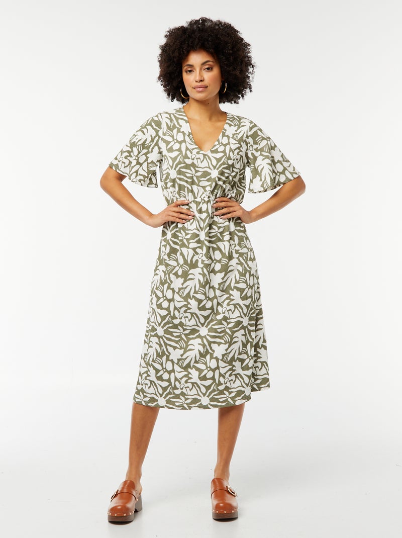 Robe longue - collection facile à enfiler Blanc/kaki - Kiabi
