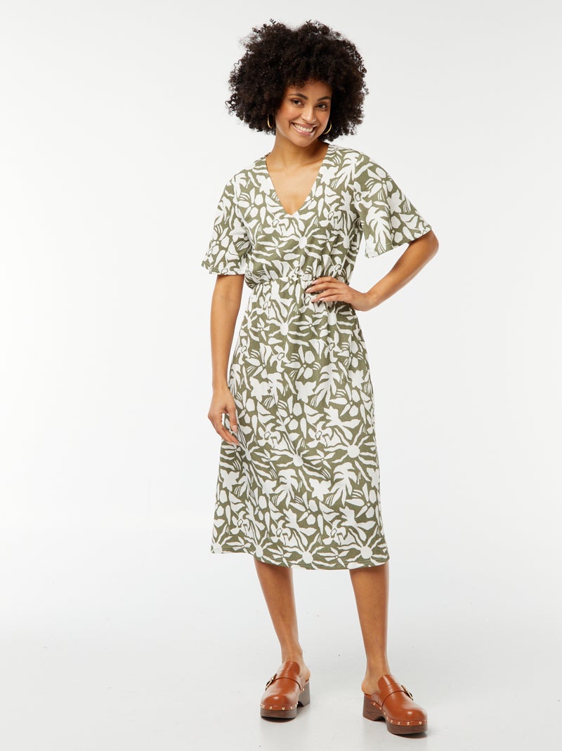 Robe longue - collection facile à enfiler Blanc/kaki - Kiabi