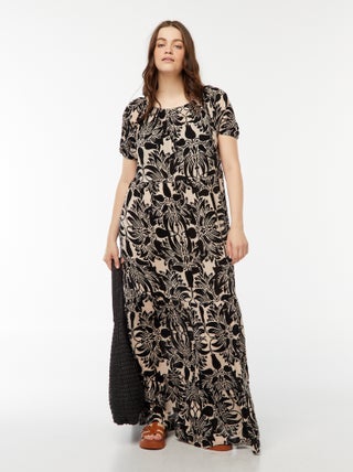 Robe longue à col bardot