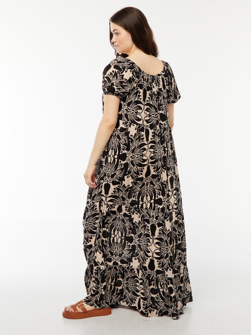 Robe longue à col bardot Beige - Kiabi