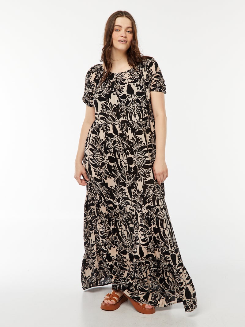 Robe longue à col bardot Beige - Kiabi