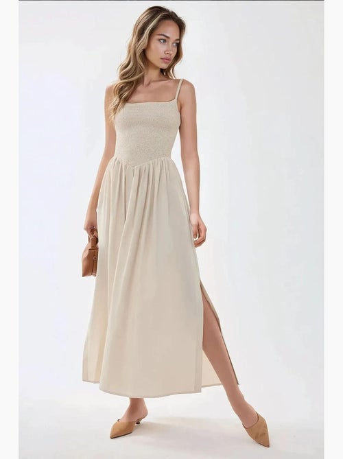 Robe longue à col carré et coupe a hiccup - Kiabi