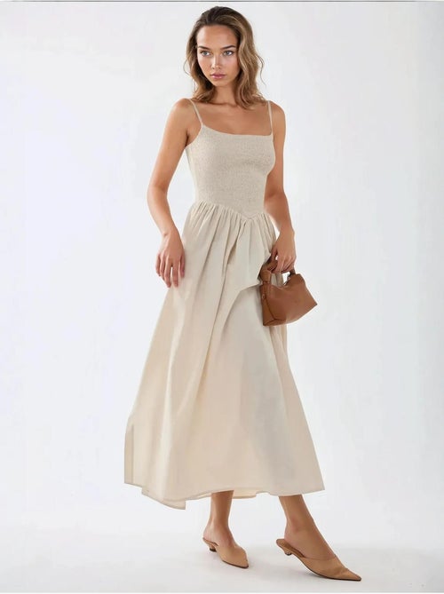 Robe longue à col carré et coupe a hiccup - Kiabi