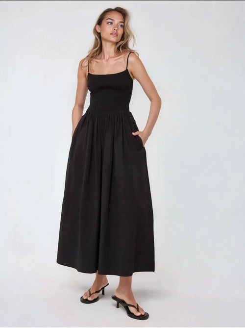 Robe longue à col carré et coupe a hiccup - Kiabi