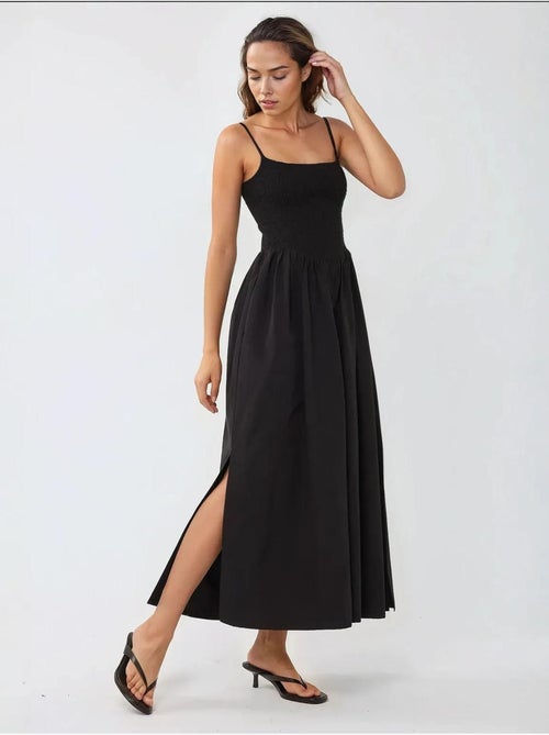 Robe longue à col carré et coupe a hiccup - Kiabi