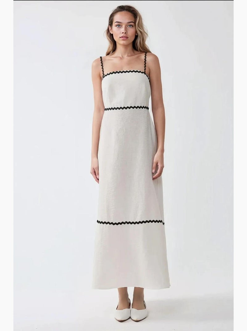 Robe longue à col carré hiccup Blanc - Kiabi