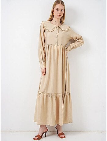 Robe longue à col claudine et fermeture à boutons bdart