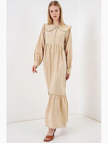 Robe longue à col claudine et fermeture à boutons bdart