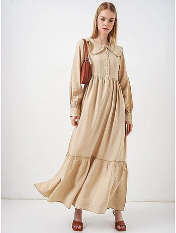 Robe longue à col claudine et fermeture à boutons bdart