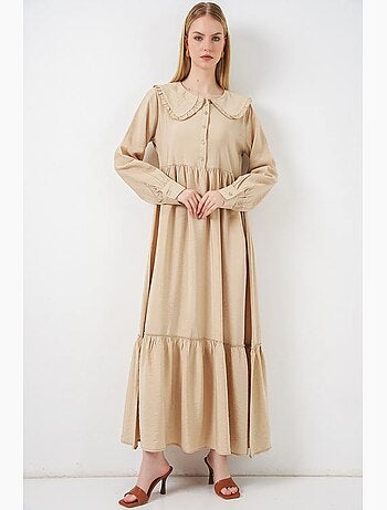 Robe longue à col claudine et fermeture à boutons bdart