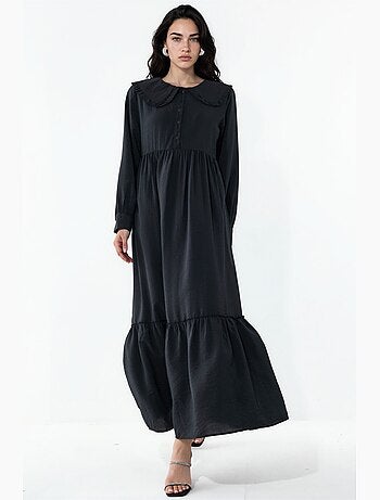 Robe longue à col claudine et fermeture à boutons bdart