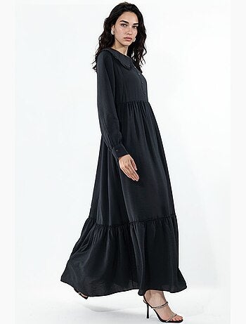Robe longue à col claudine et fermeture à boutons bdart