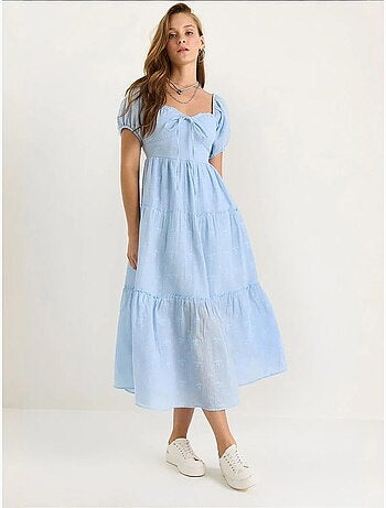 Robe longue à col cœur brodé lucci