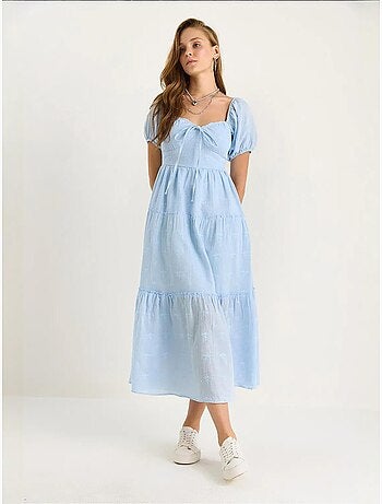 Robe longue à col cœur brodé lucci