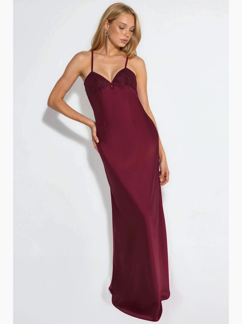 Robe longue à col cœur hiccup Rouge bordeaux - Kiabi