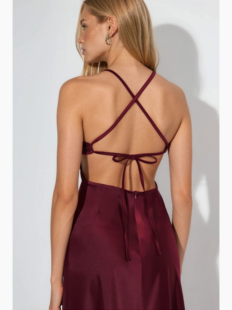 Robe longue à col cœur hiccup Rouge bordeaux - Kiabi