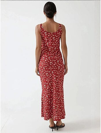 Robe longue à col en u et motif fleuri allower hiccup