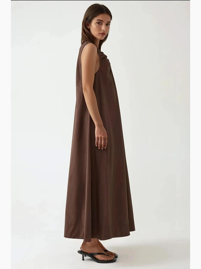 Robe longue à col en u hiccup Marron foncé - Kiabi