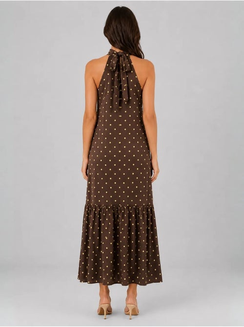 Robe longue à col halter et pois mixray - Kiabi