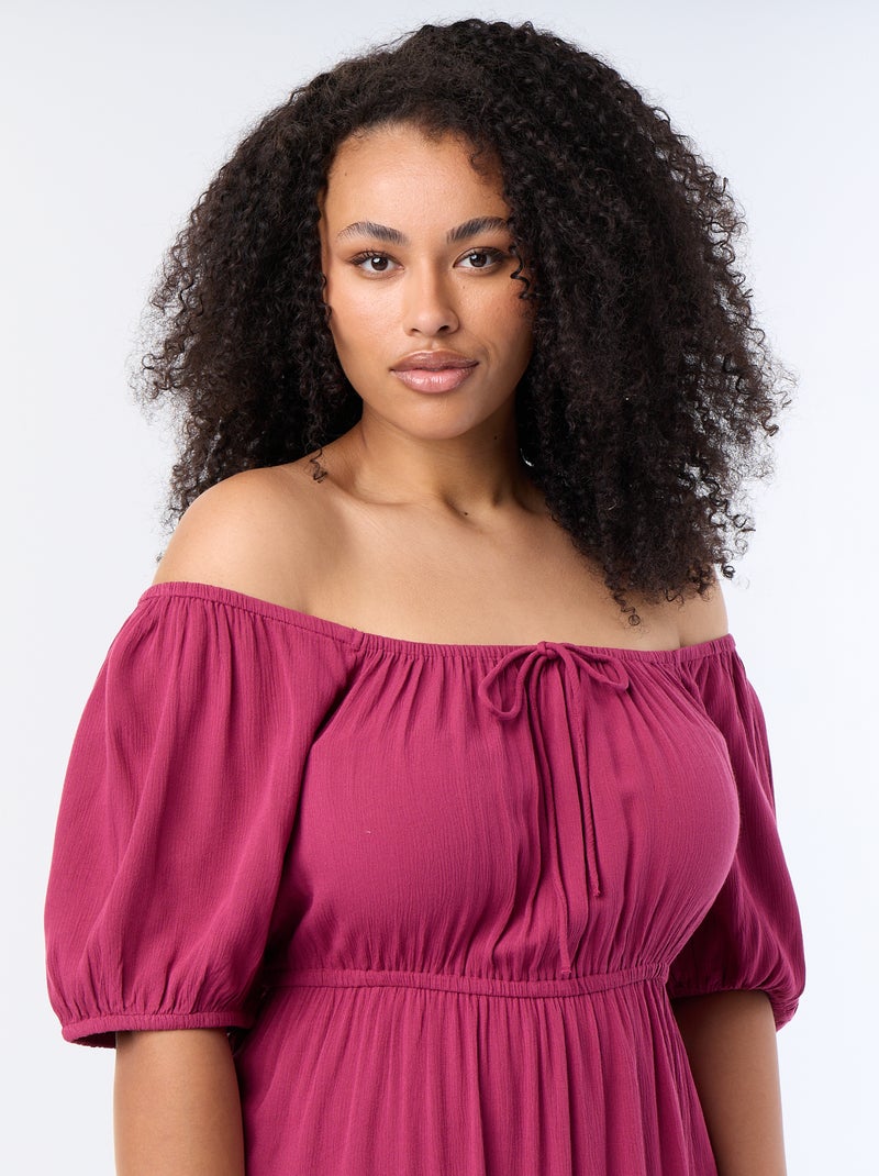 Robe longue à col rond décolleté Rouge - Kiabi