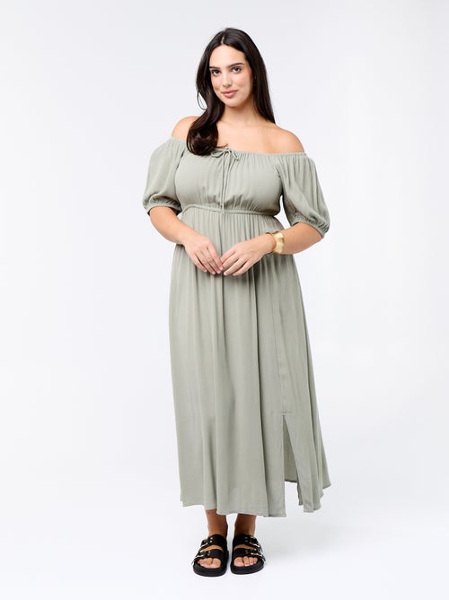 Robe longue à col rond décolleté - Kiabi