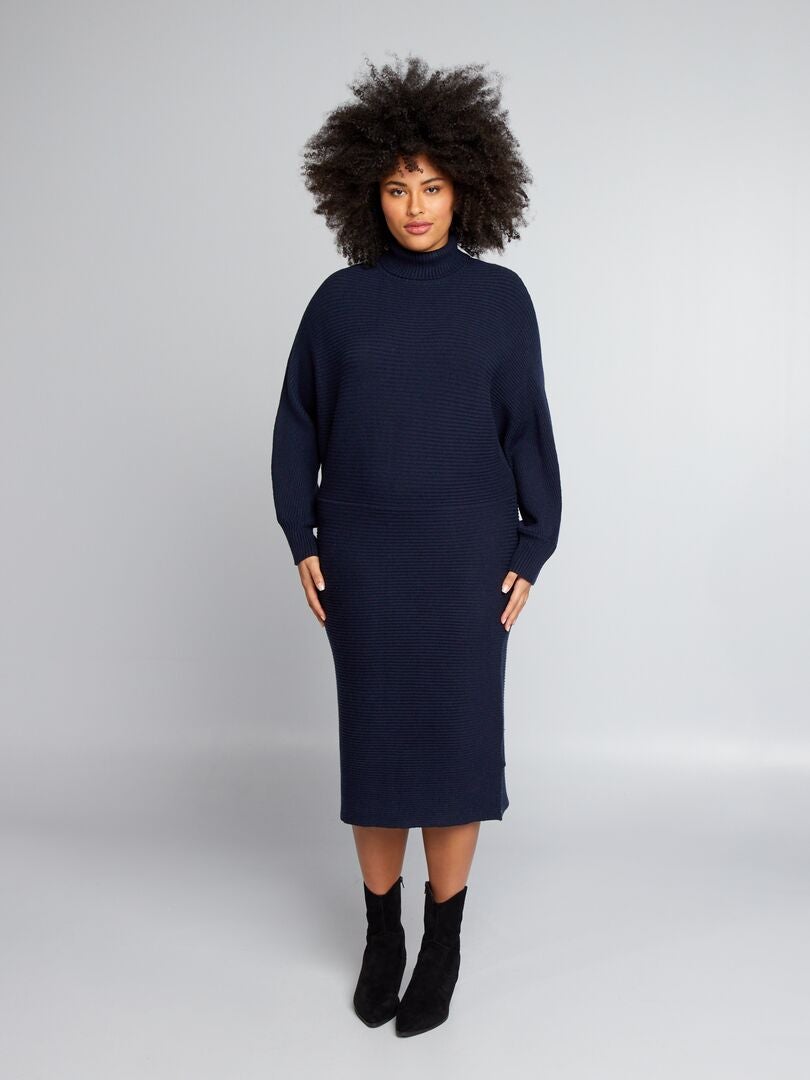 Robe longue à col roulé - bleu marine - Kiabi - 29.00€