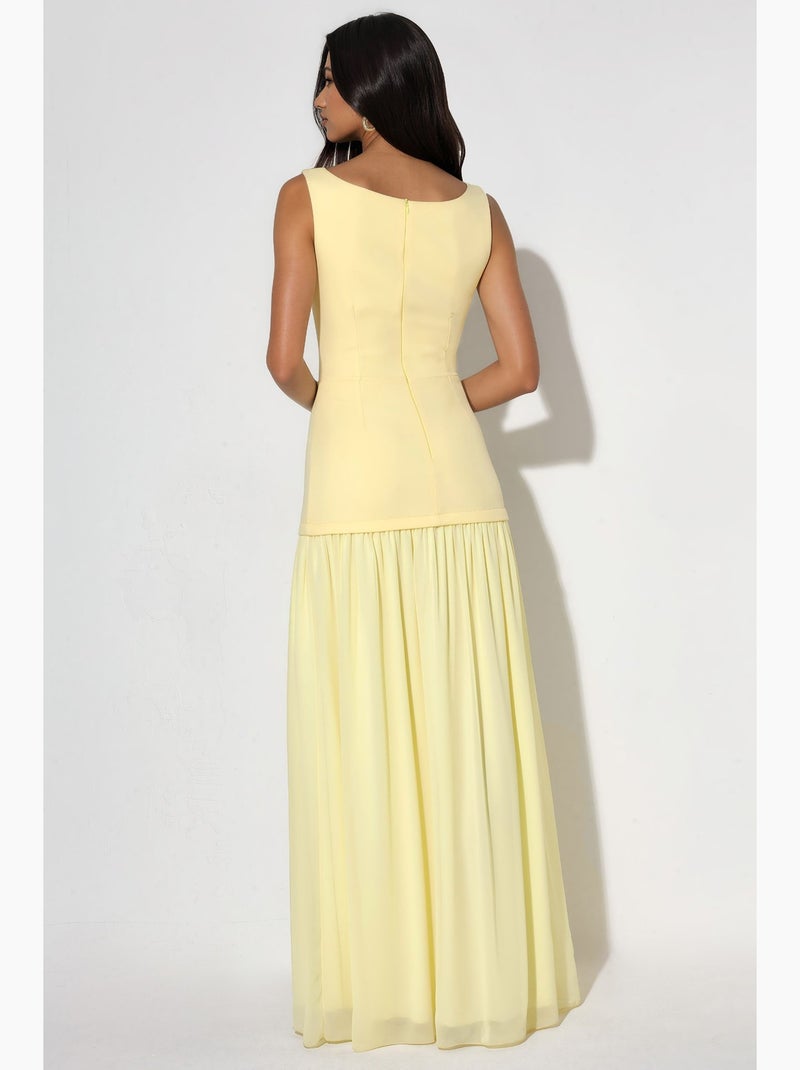 Robe longue à encolure bateau et fermeture éclair hiccup Jaune citron - Kiabi