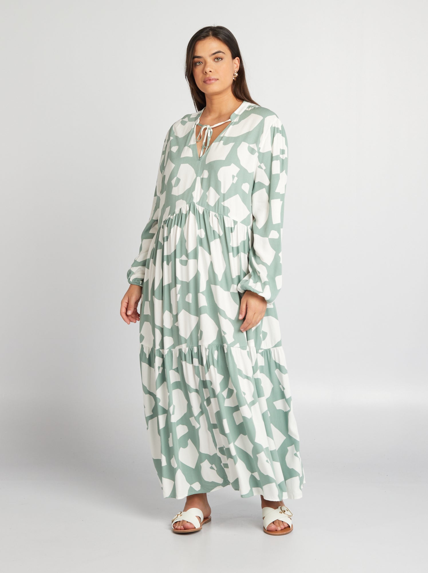 Robe longue fashion verte kiabi