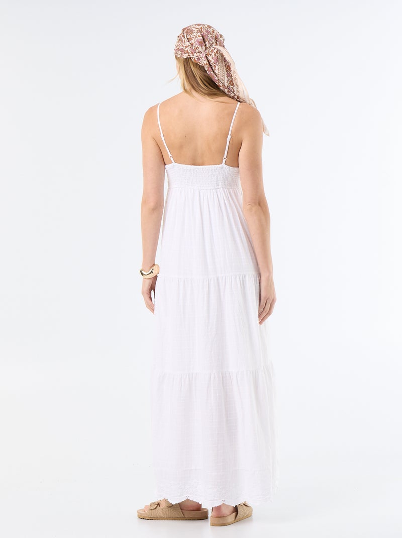 Robe longue à étages Blanc - Kiabi