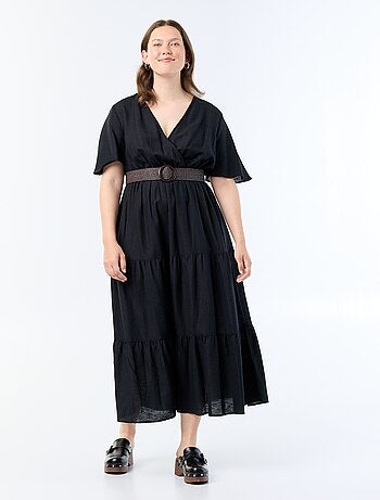 Robe longue à étages coupe portefeuille