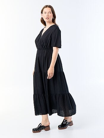 Robe longue à étages coupe portefeuille