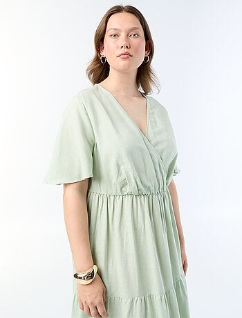 Robe longue à étages coupe portefeuille