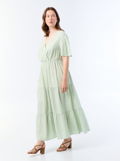 Robe longue à étages coupe portefeuille - Kiabi