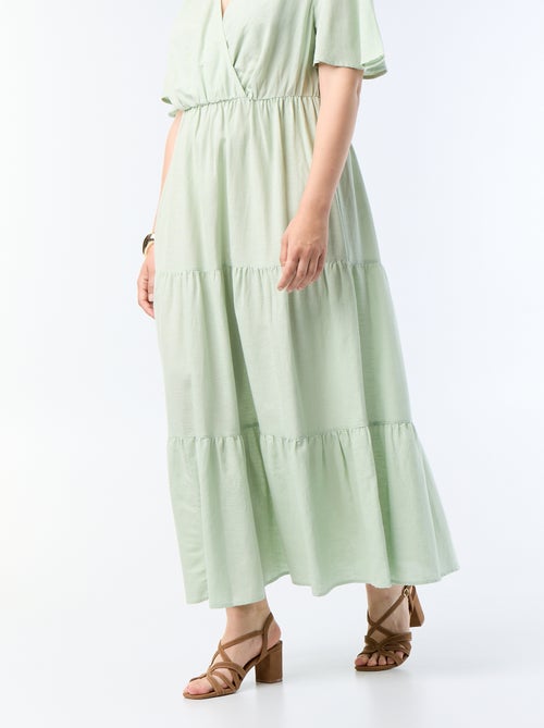 Robe longue à étages coupe portefeuille - Kiabi