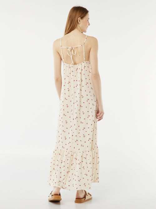 Robe longue à fines bretelles en matière gaufrée - Kiabi