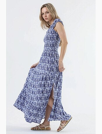 Robe longue à imprimé paisley et col carré busem