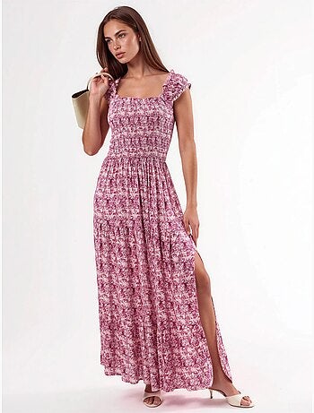 Robe longue à imprimé paisley et col carré busem
