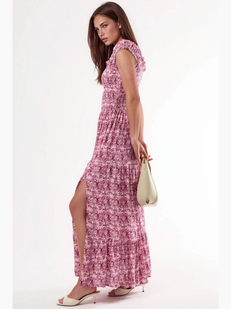 Robe longue à imprimé paisley et col carré busem Rose pâle - Kiabi