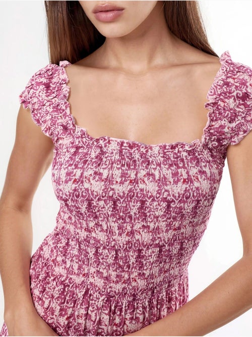 Robe longue à imprimé paisley et col carré busem - Kiabi